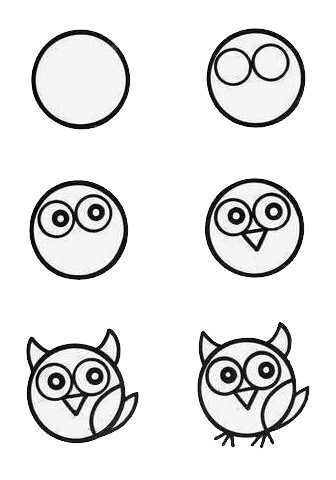 Pyöreä pöllö (1) piirustus