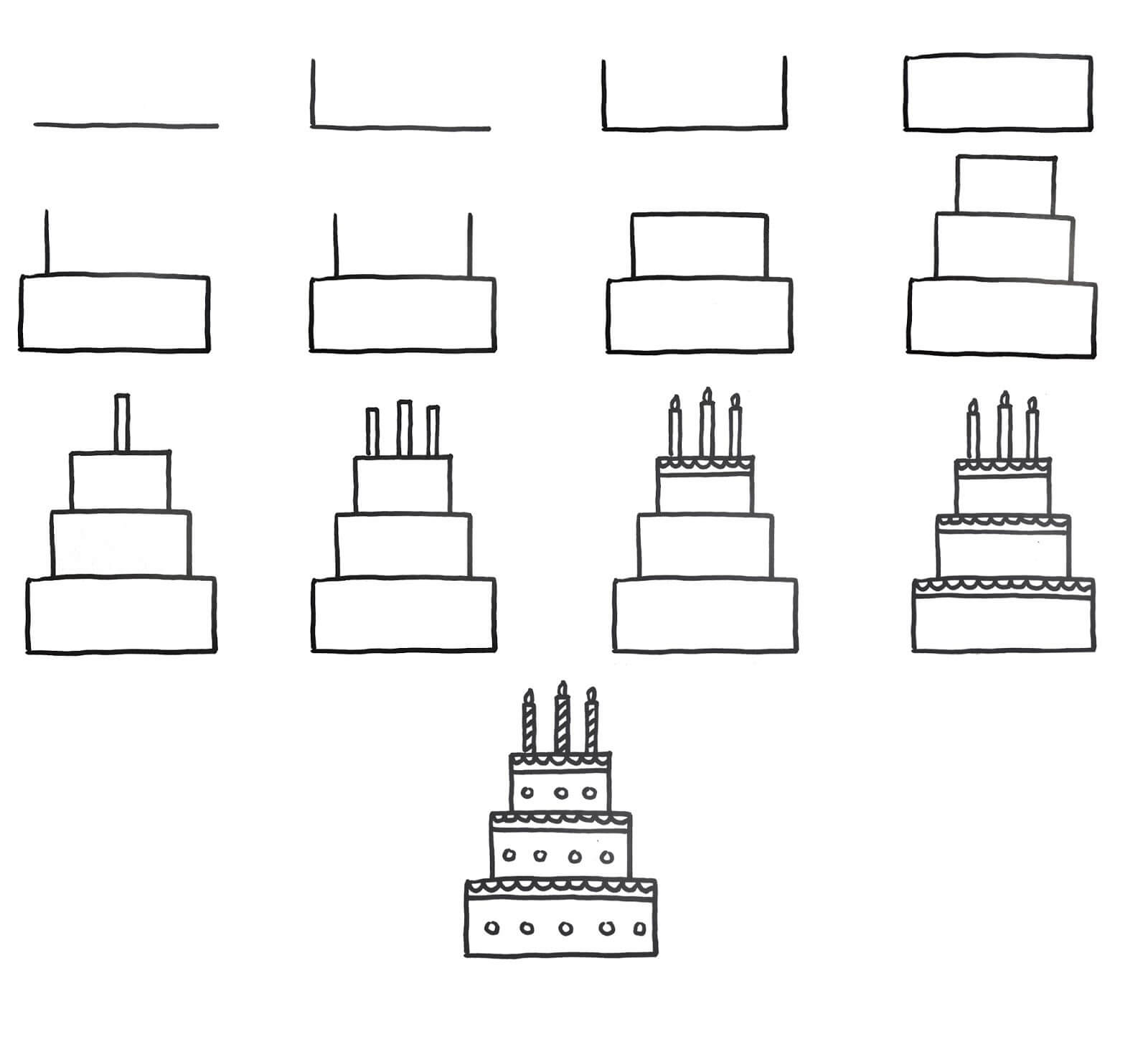 Syntymäpäiväkakkuideoita (35) piirustus