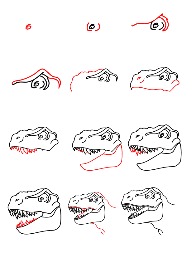 Tyrannosaurus head piirustus