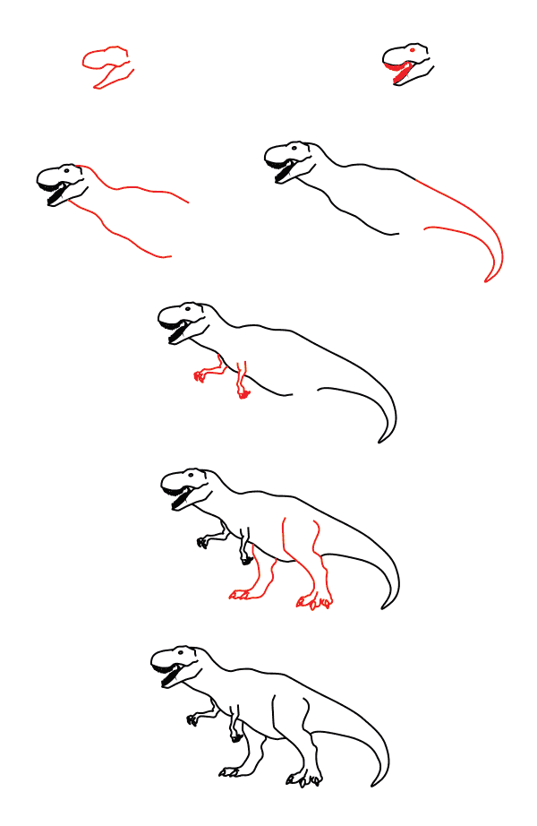 tyrannosaurus-opetusohjelma piirustus