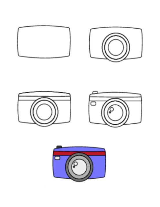 Yksinkertaisen kameran piirtäminen (2) piirustus