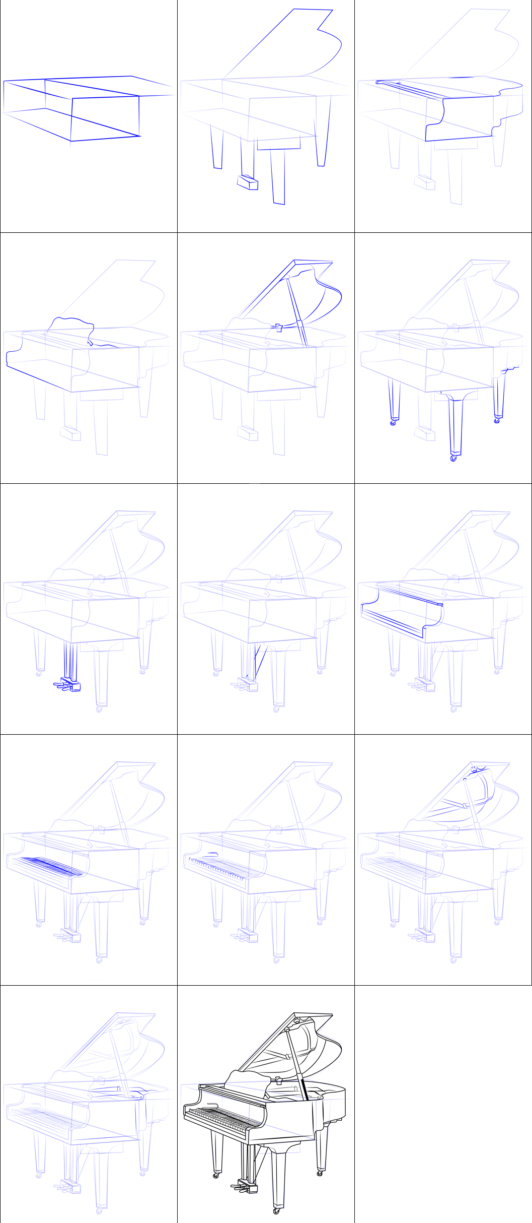 Yksinkertaisen pianon piirtäminen (2) piirustus