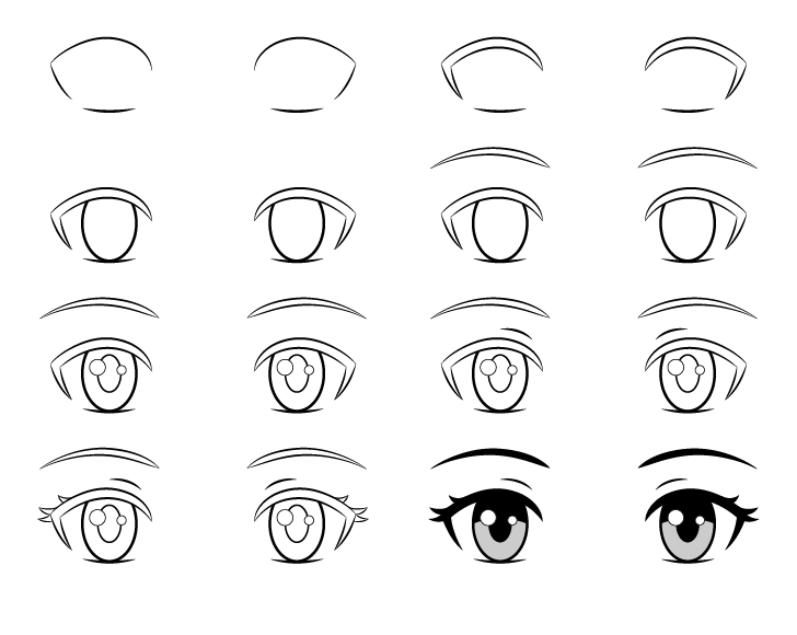 Yksinkertaisten anime-silmien piirtäminen (2) piirustus