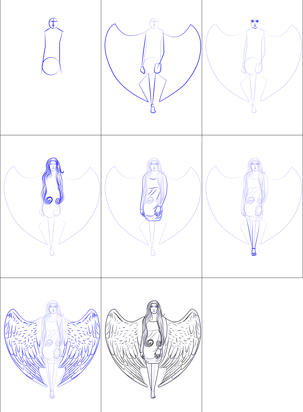 Yksinkertaisten enkelien piirtäminen (1) piirustus