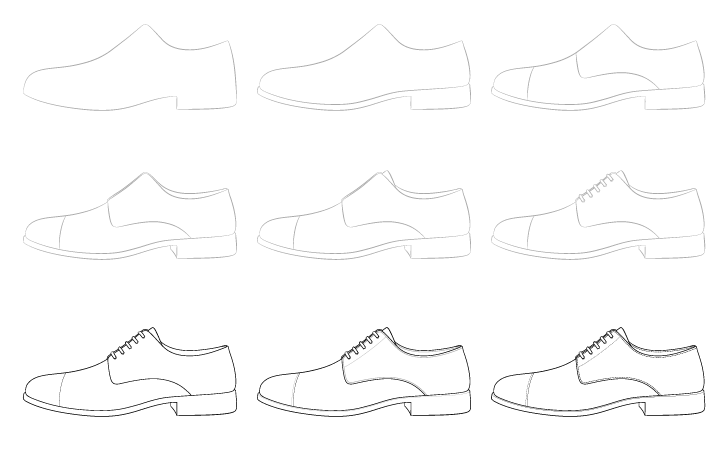 Yksinkertaisten kenkien piirtäminen piirustus