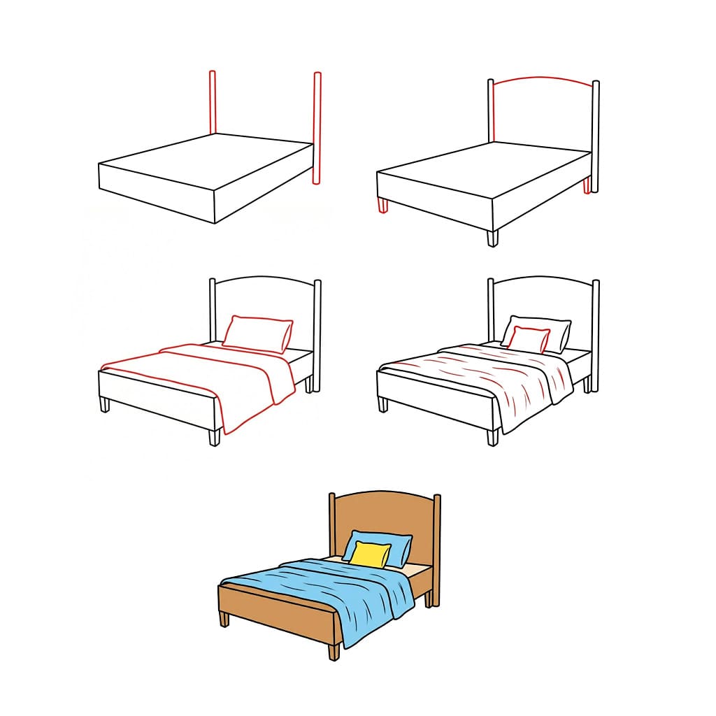 Hiljainen sänky piirustus