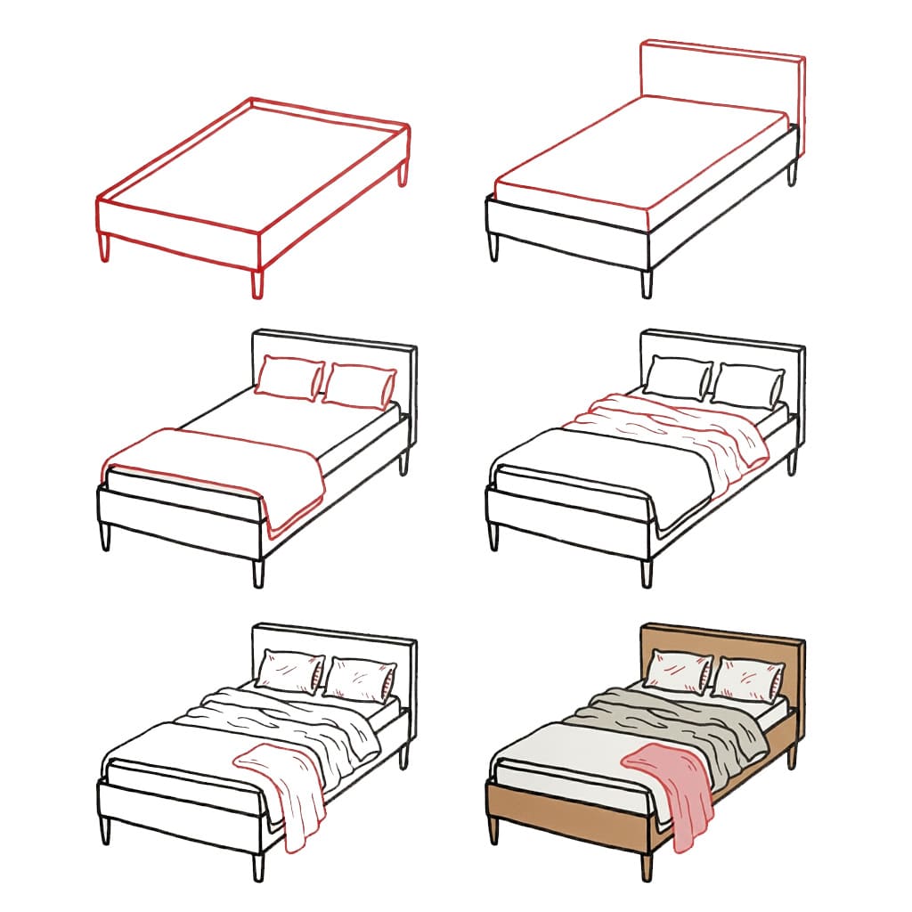 Makuuhuoneen sänky piirustus