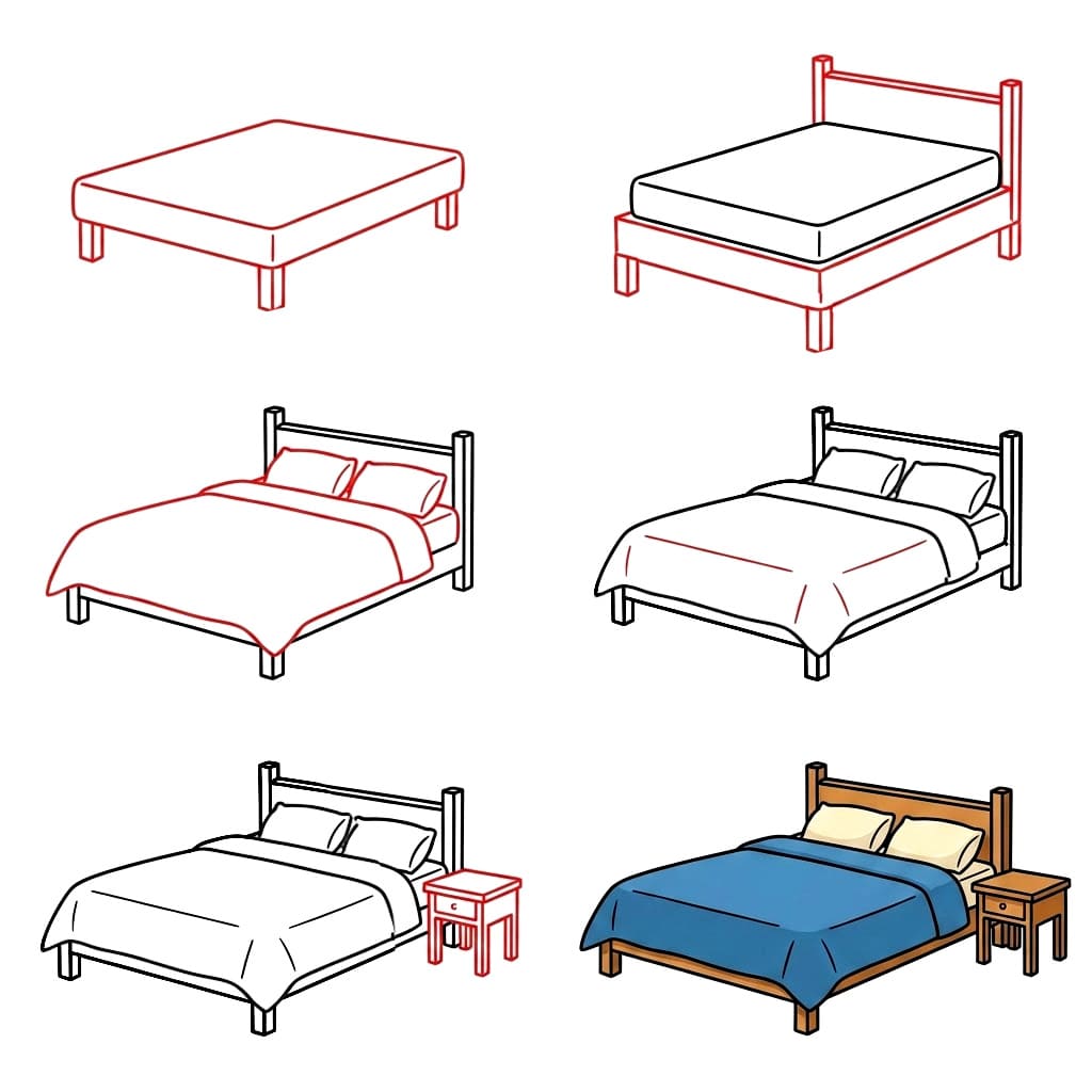 Sänky ja tuoli piirustus