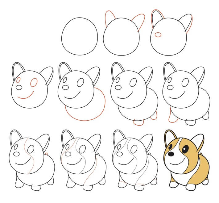 Corgi koira ideoita (12) piirustus