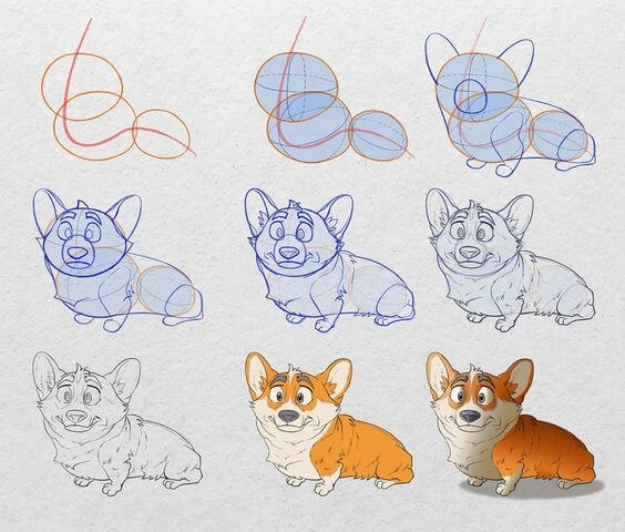 Corgi koira ideoita (9) piirustus