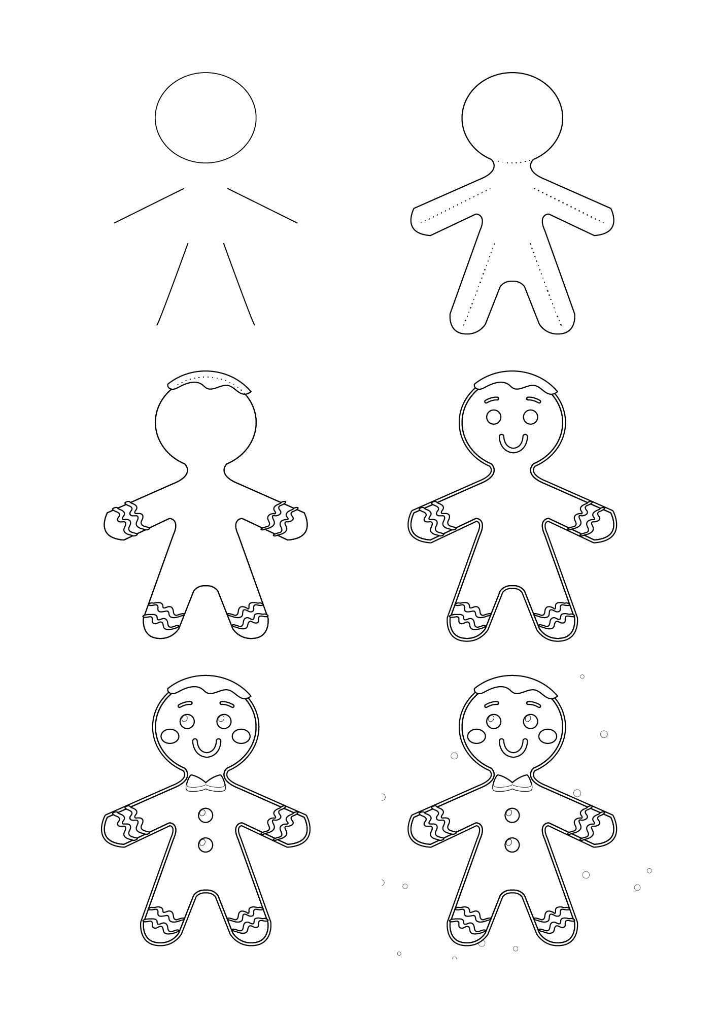 Drawing Gingerbread Man simply piirustus