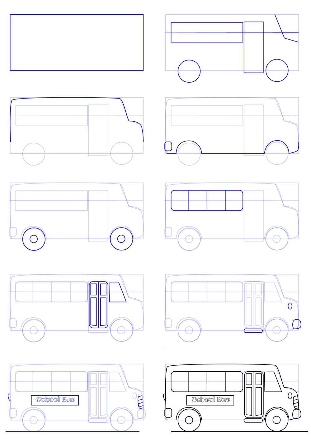 Yksinkertaisen bussin piirtäminen (1) piirustus