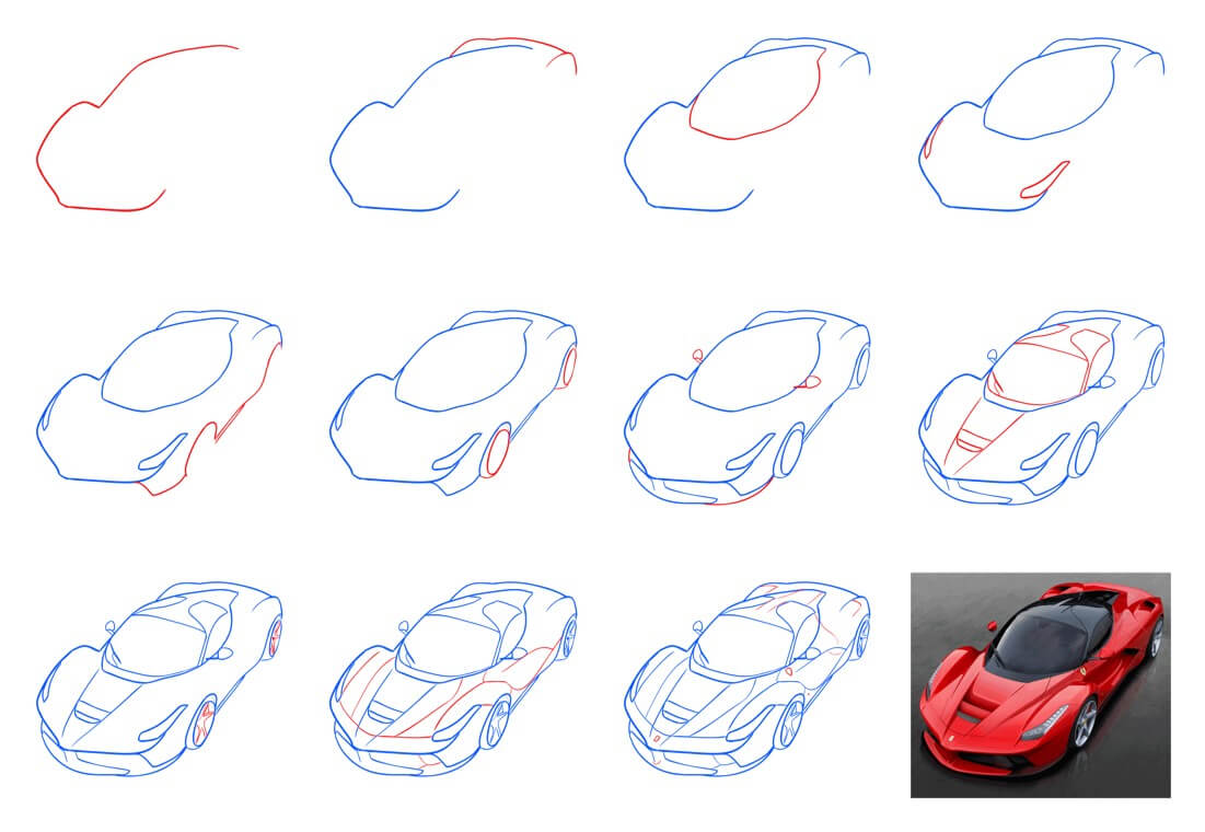 Ferrari-auto idea (20) piirustus