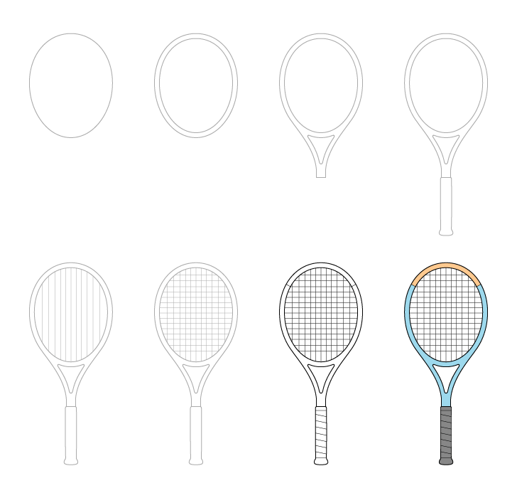 Yksinkertaiset tennismailat (3) piirustus