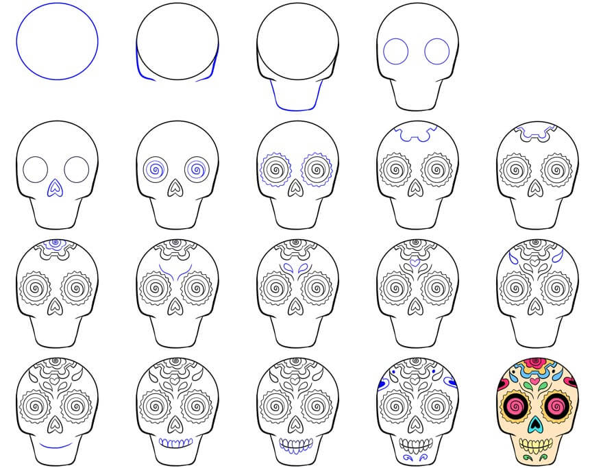 Dia de Los Muertosin kallo (7) piirustus