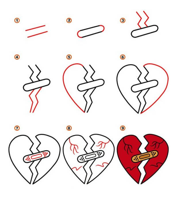 Särkynyt sydän idea (3) piirustus