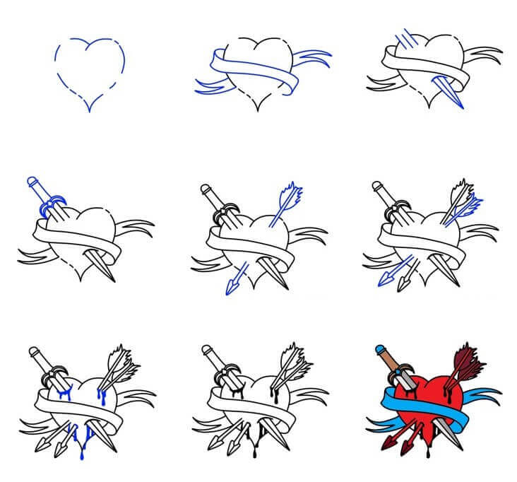 Särkynyt sydän idea (9) piirustus