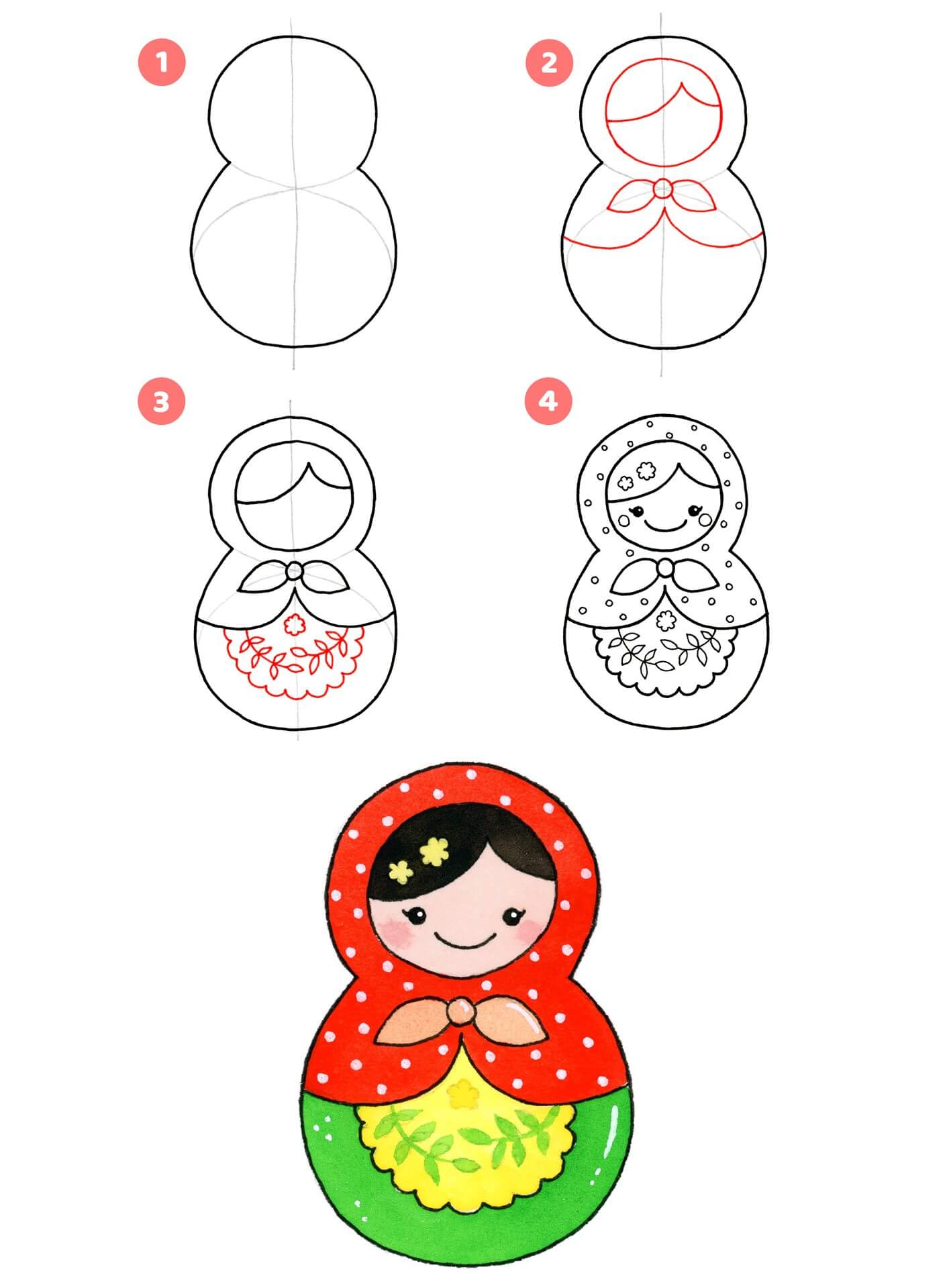 Matryoshka nukke piirustus