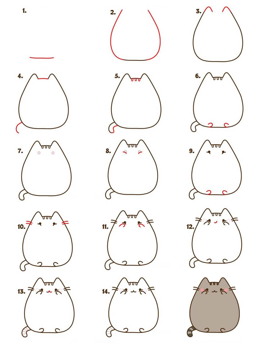 Pusheen idea (10) piirustus