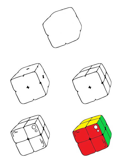 Rubikin kuutio 2x2 piirustus