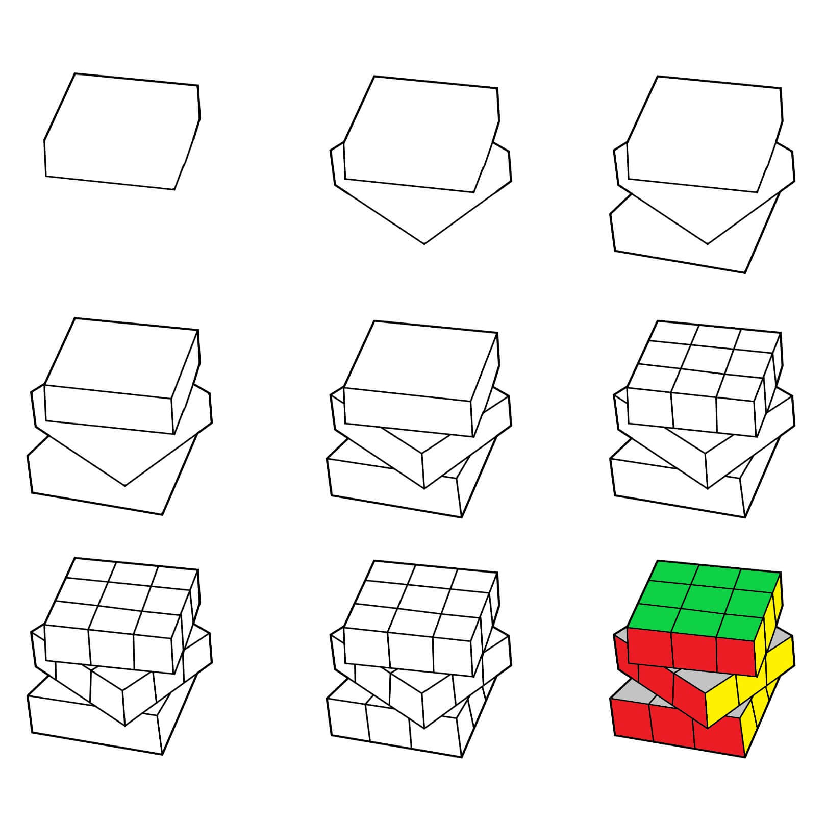 Rubikin kuutio piirustus