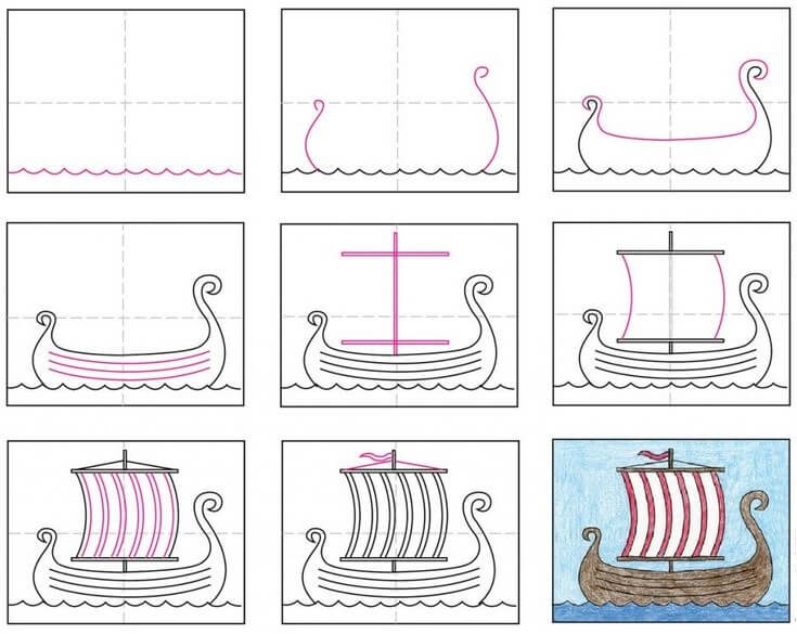 Viking laiva (3) piirustus