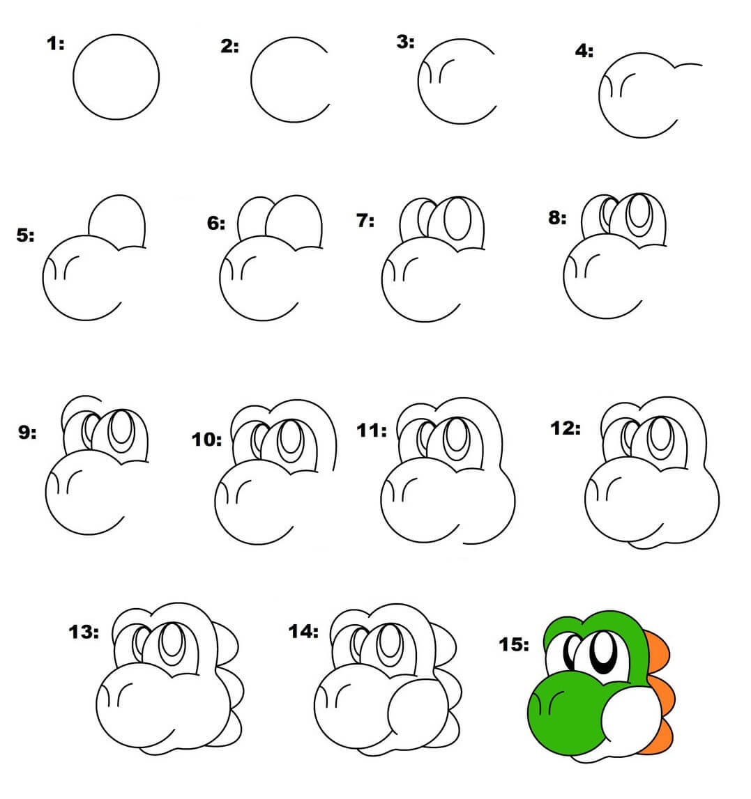 Yoshi pää (2) piirustus