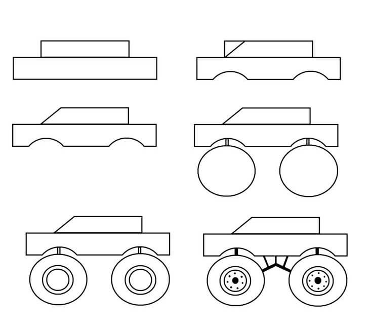 Yksinkertainen monster truck (1) piirustus