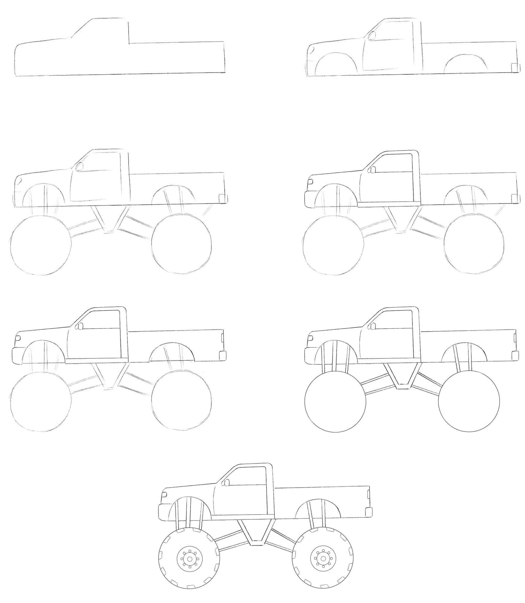 Yksinkertainen monster truck (3) piirustus