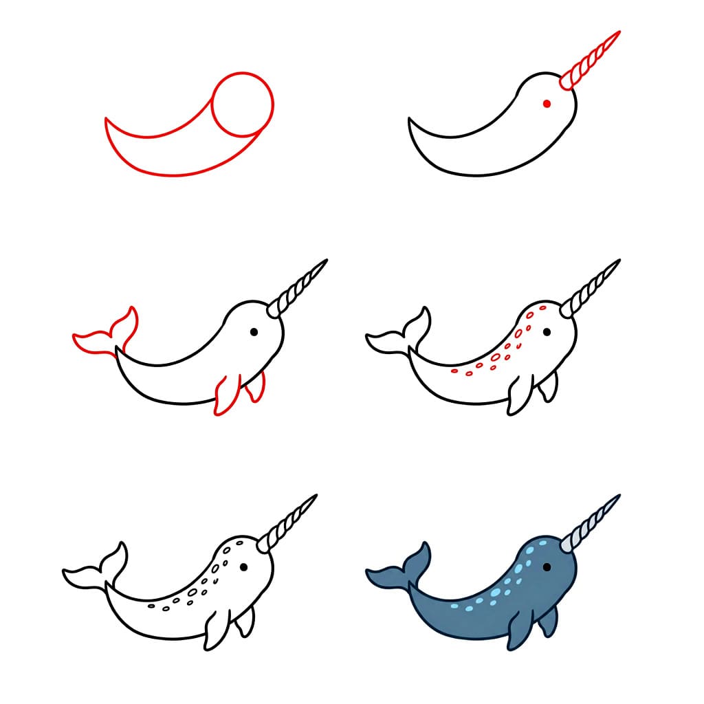 Helppo Narwhal piirustus