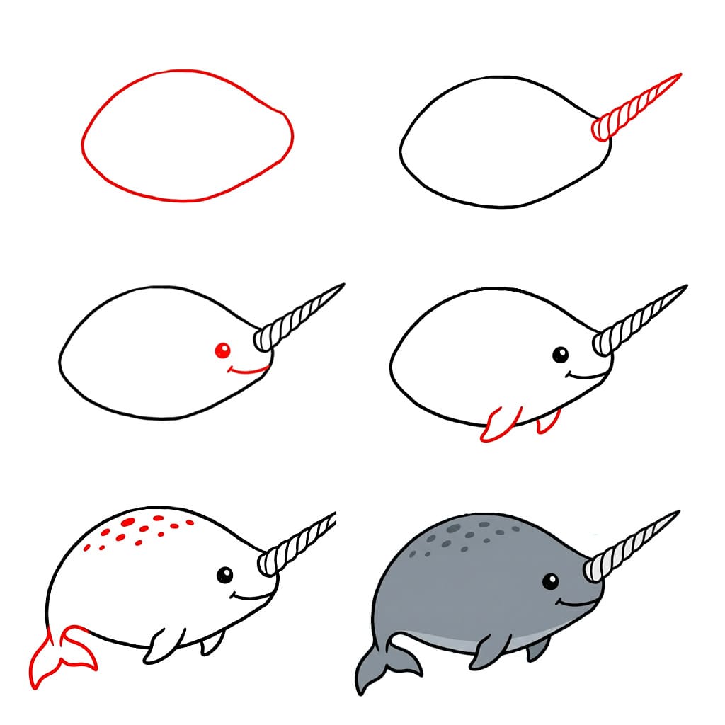 Lihava Narwhal piirustus
