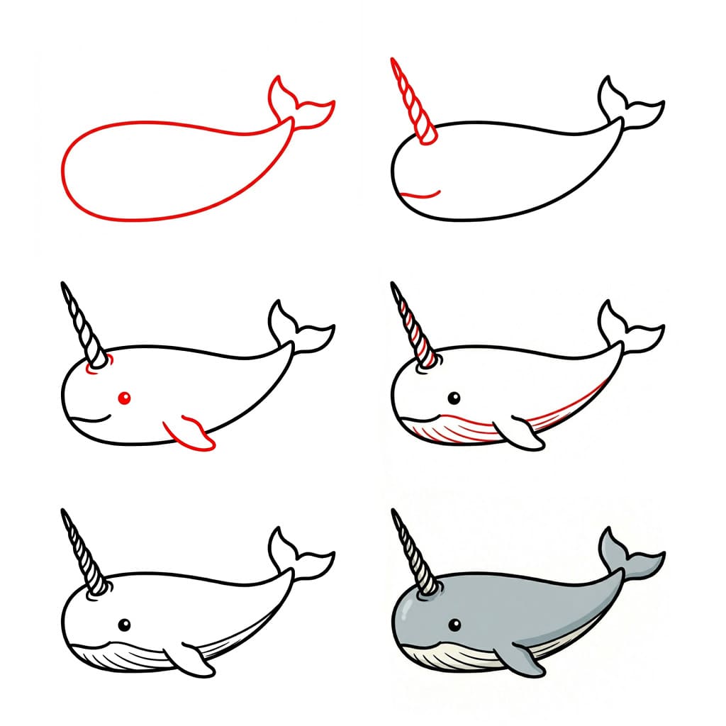 Narwhal meren alla piirustus