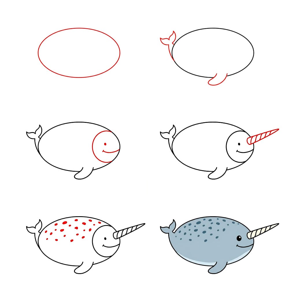 Narwhal Tulostettava piirustus