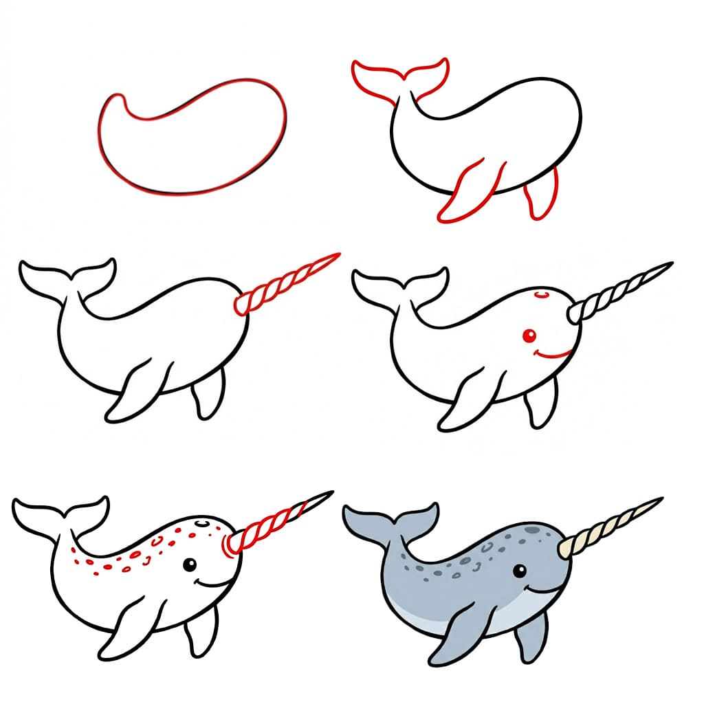 Normaali Narwhal piirustus