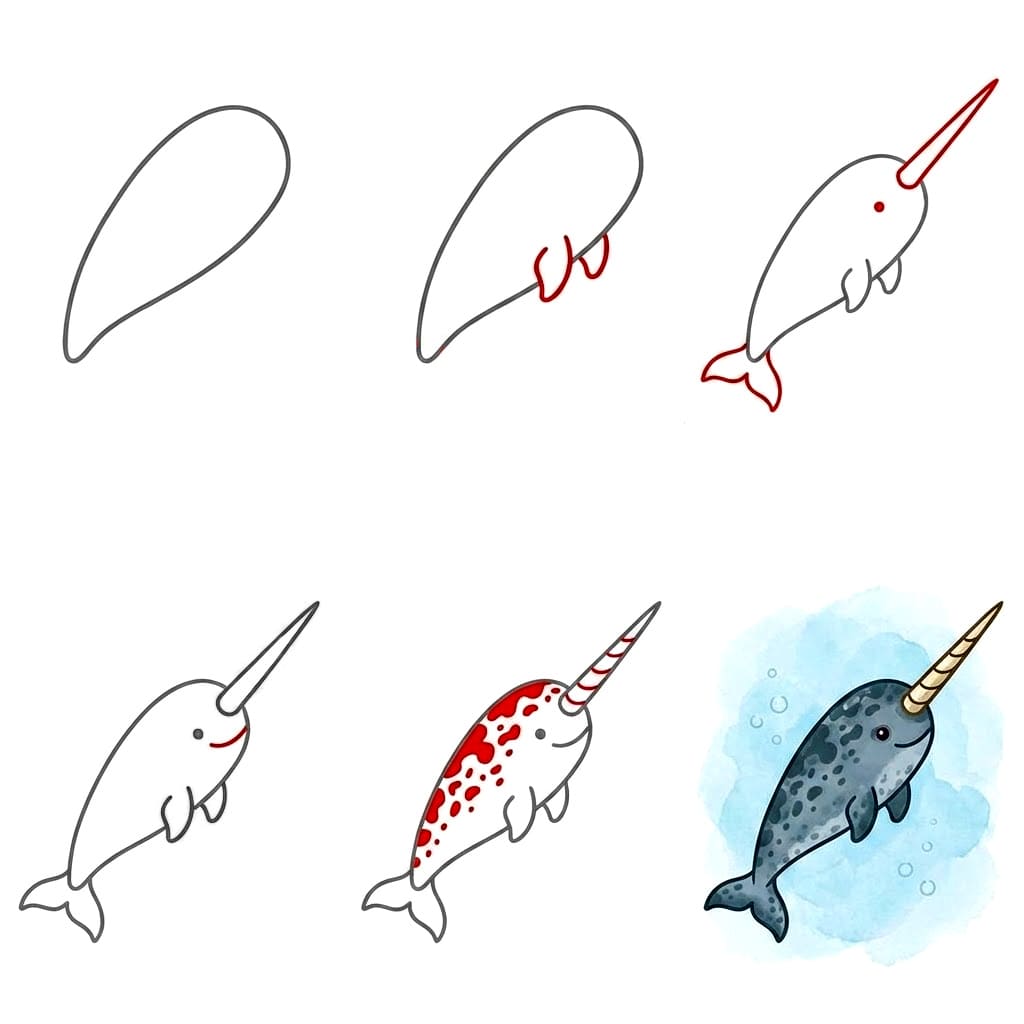 Uiva Narwhal piirustus
