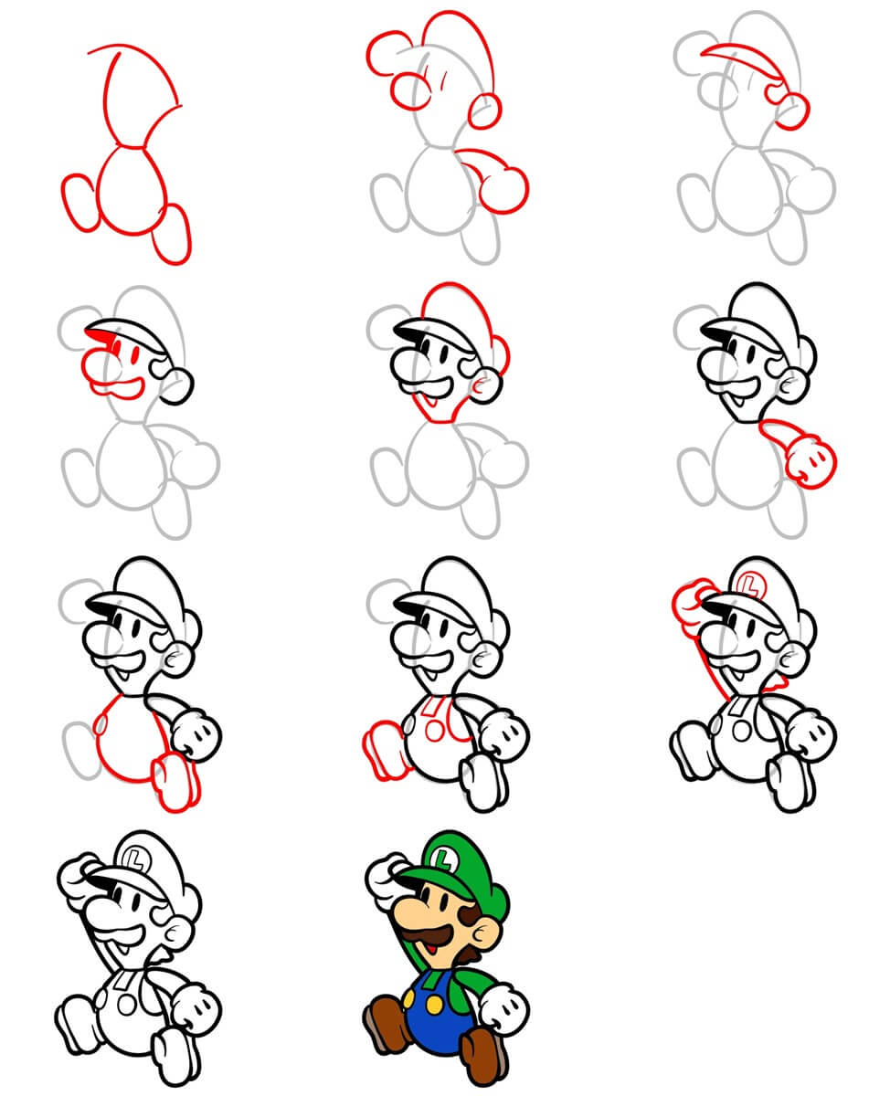Luigi chibi piirustus
