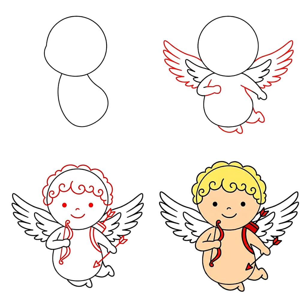 Iloinen Cupid piirustus