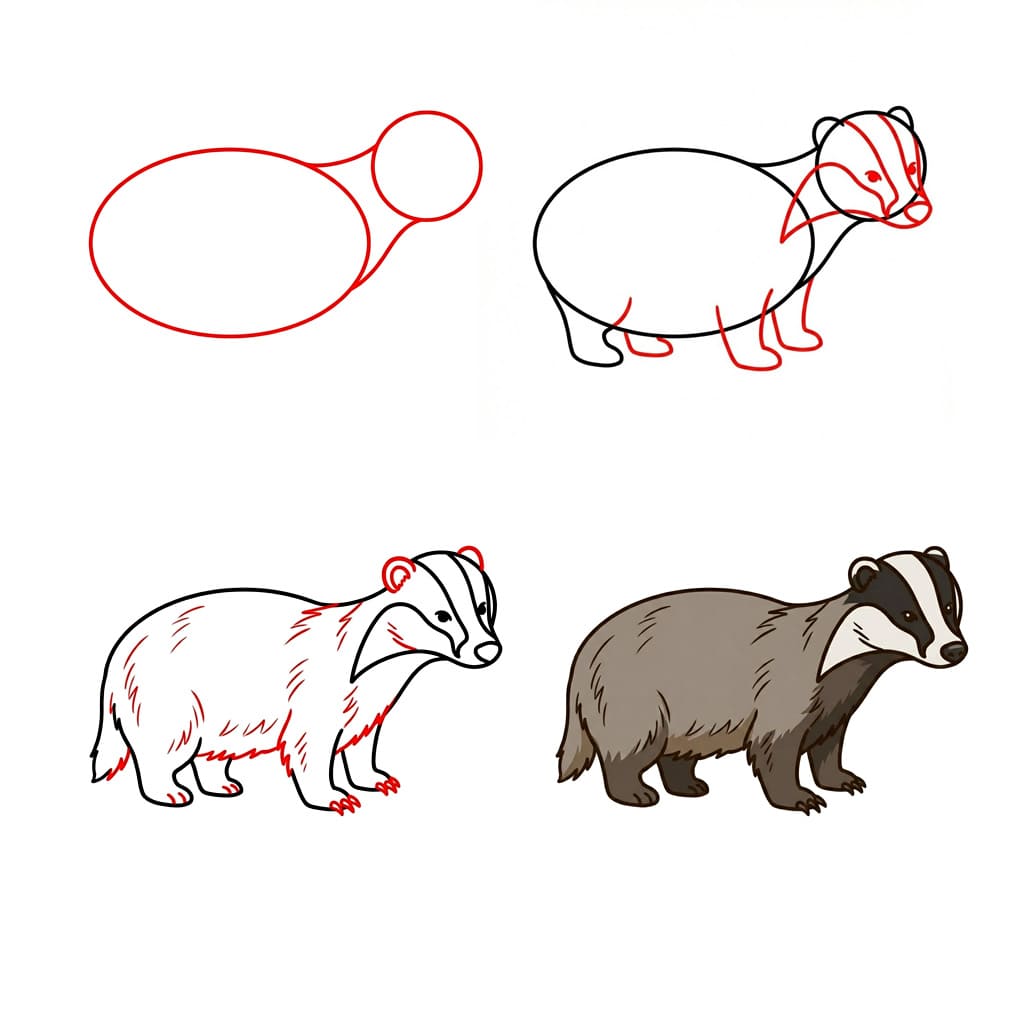 Aikuinen mäyrä piirustus