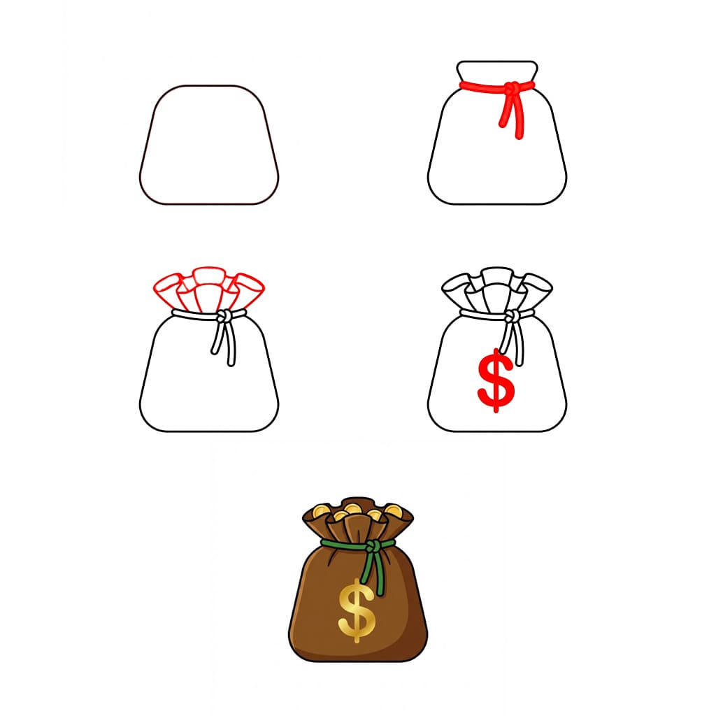 Dollarin rahasäkki piirustus