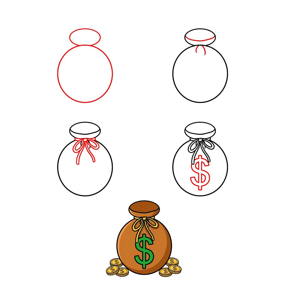 Hieno rahasäkki piirustus
