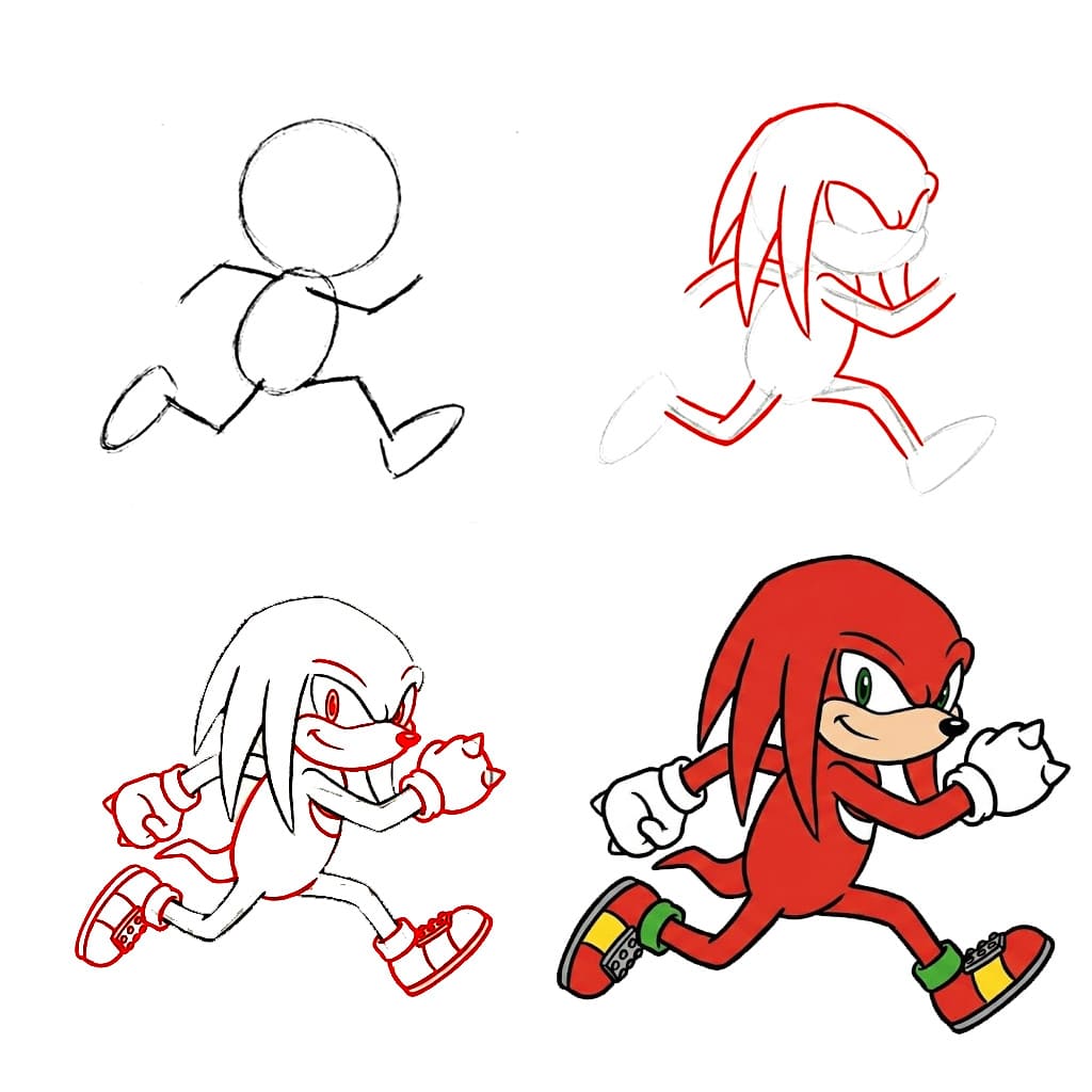 Knuckles juoksee kuva piirustus