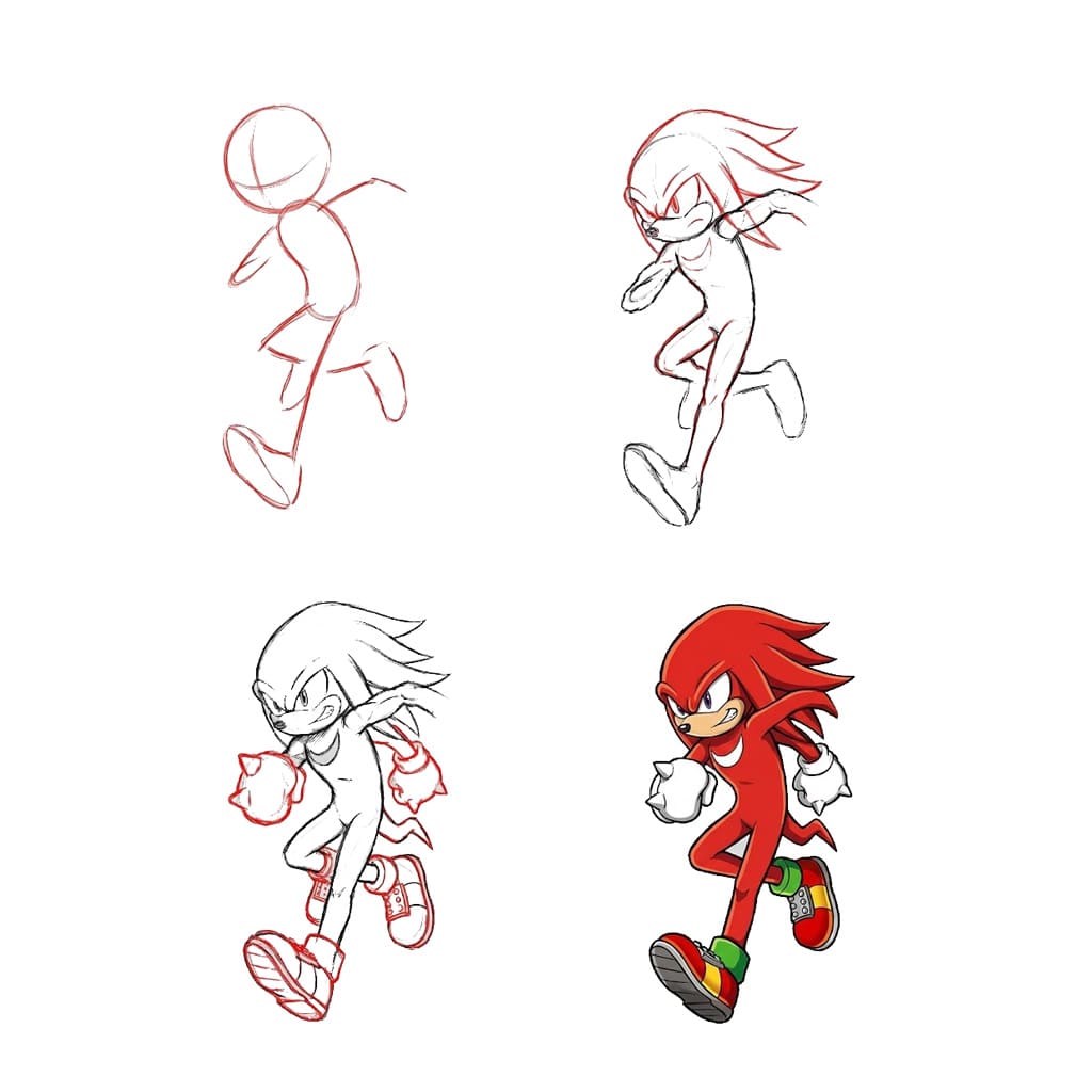 Knuckles juoksevat piirustus
