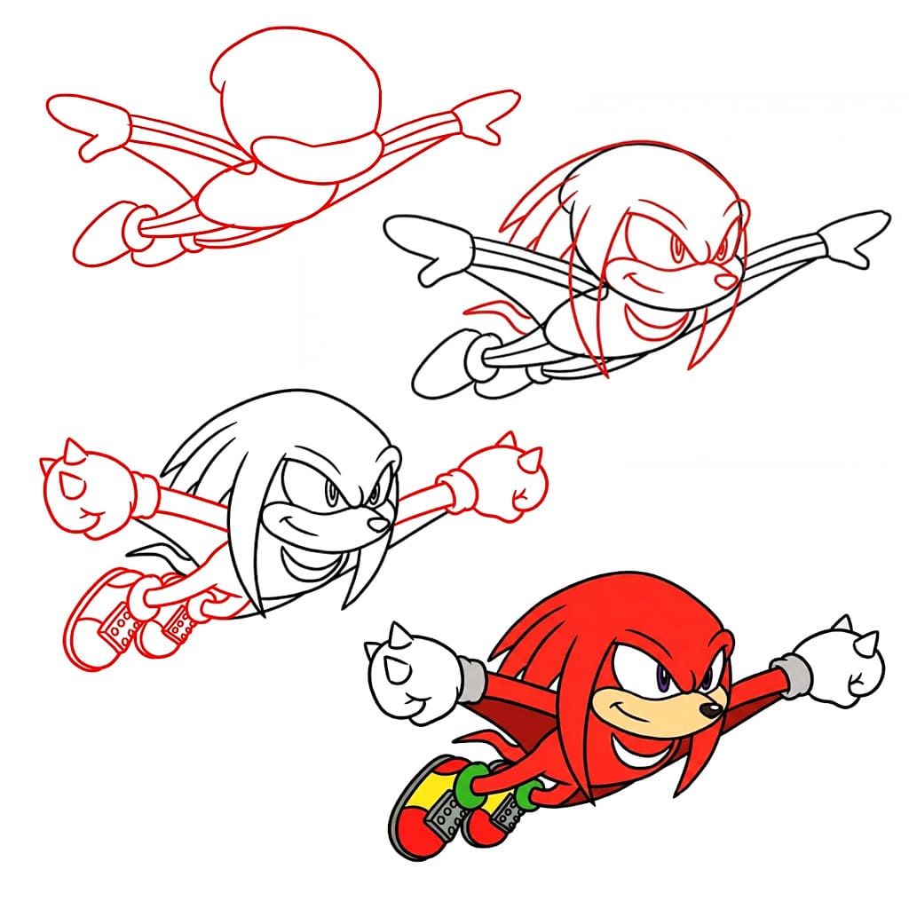 Knuckles lentävät piirustus