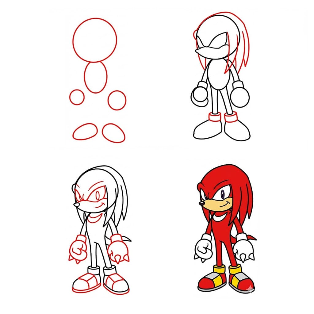 Knuckles seisovat piirustus