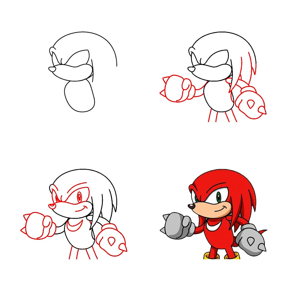 Knuckles taisteluun piirustus