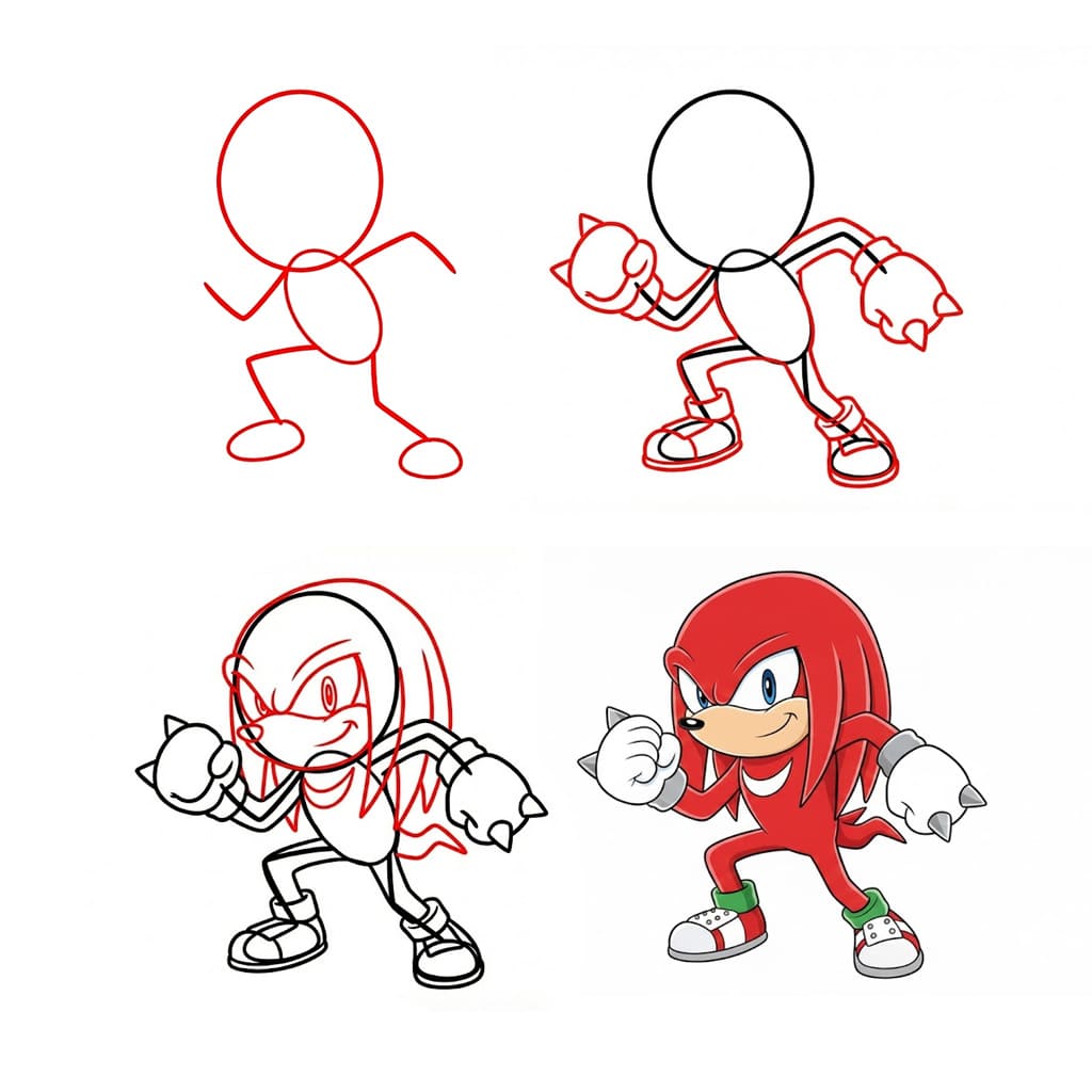 Knuckles valmiina piirustus