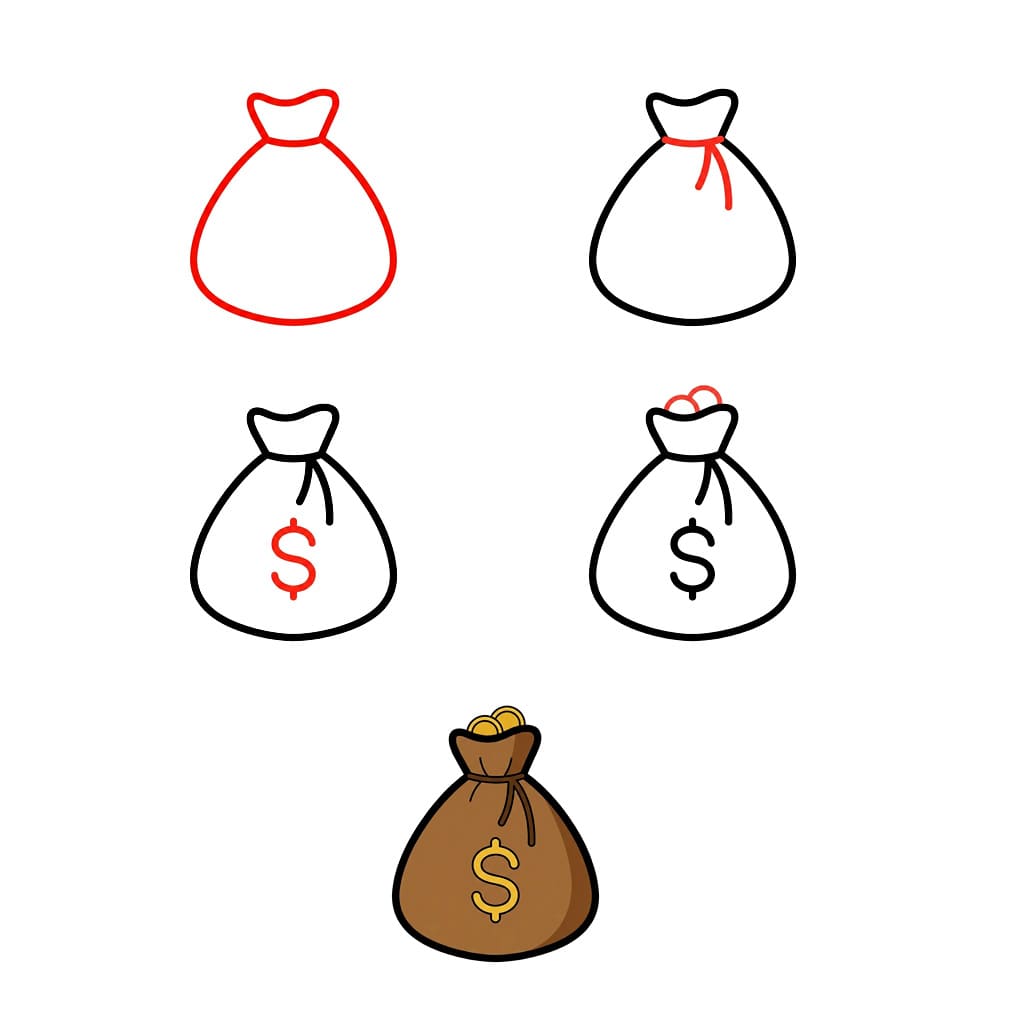 Kolikkorahasäkki piirustus