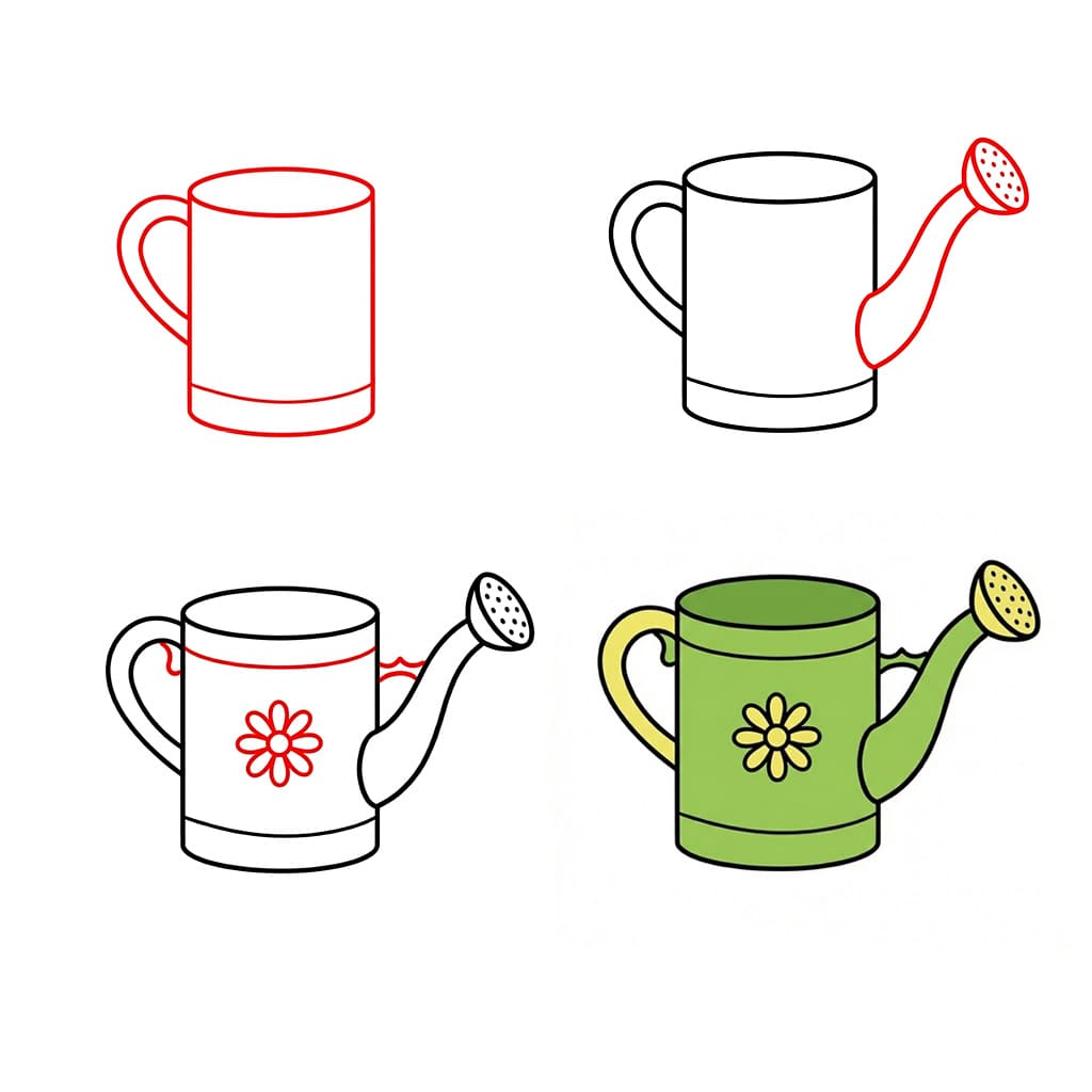 Koristeellinen kastelukannu piirustus