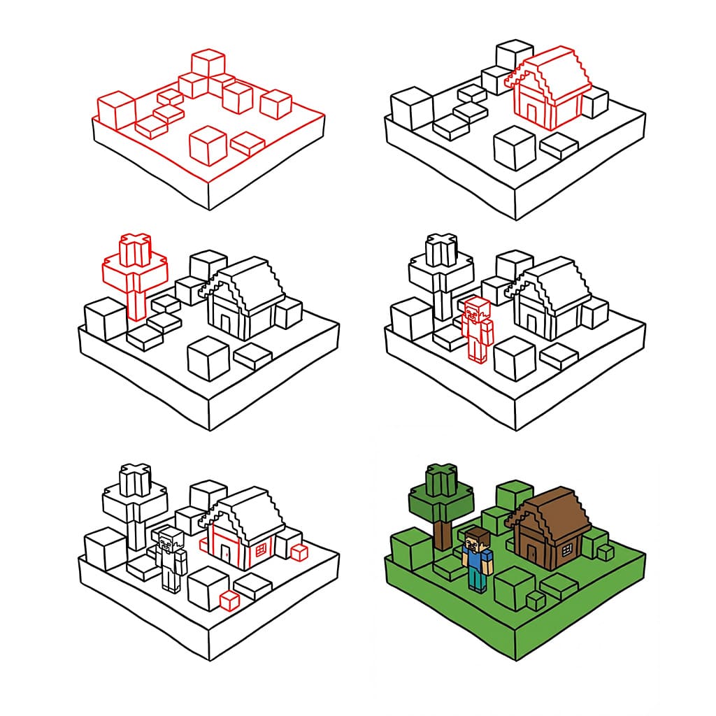 Minecraft maisema piirustus