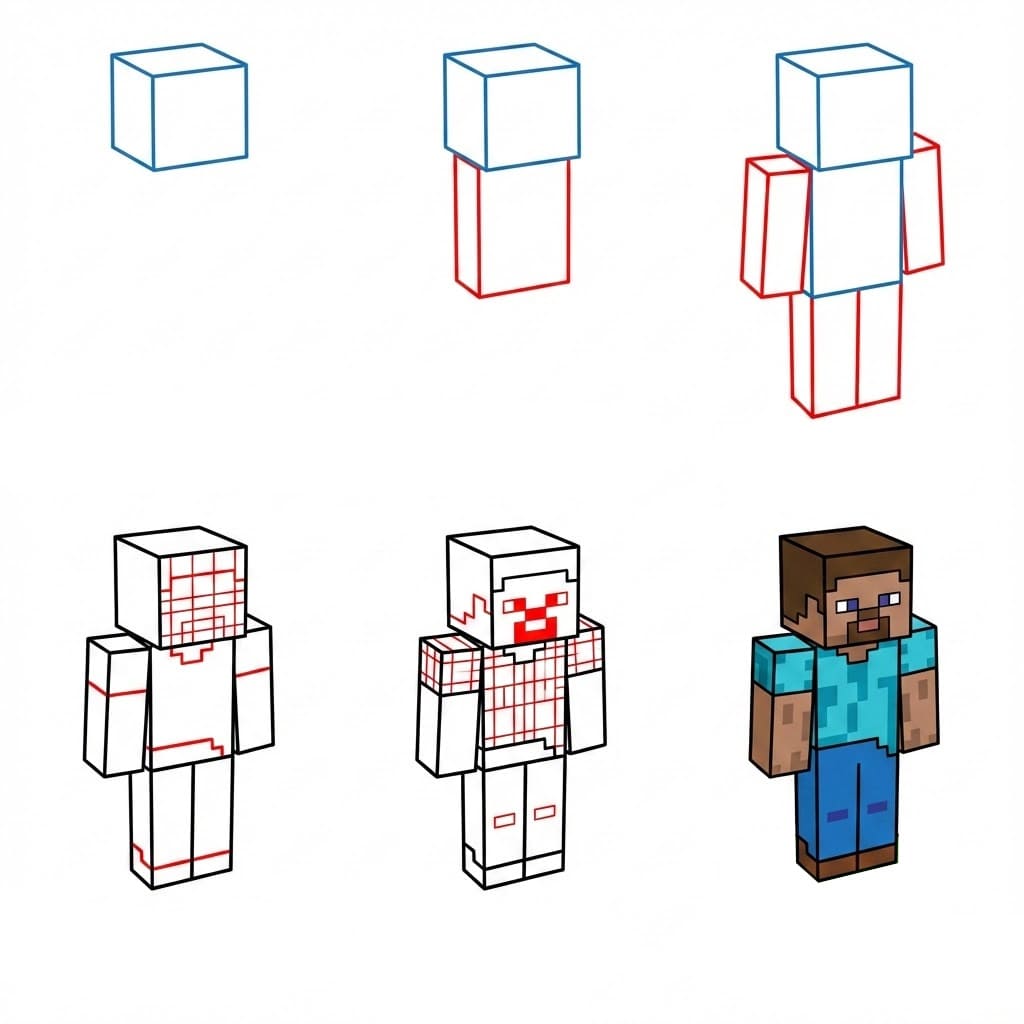 Minecraftin ääriviivat piirustus